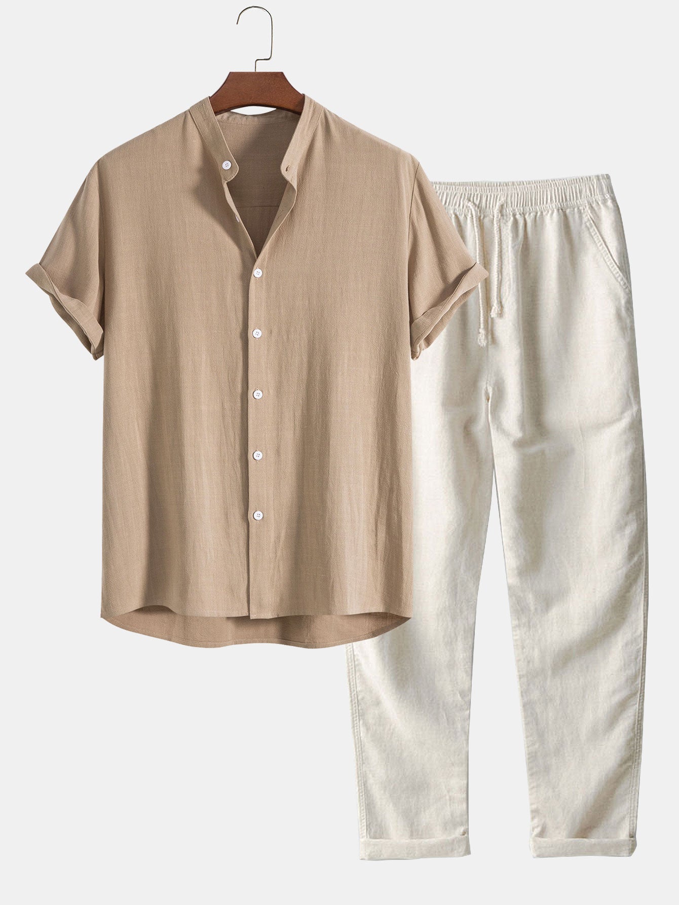 Men's Linen Summer Set – Short Sleeve Breathable Comfortable Style