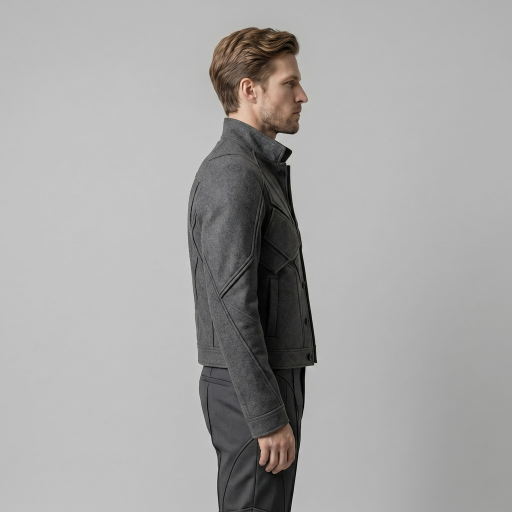 Men's Geometric-Panel Utility Jacket