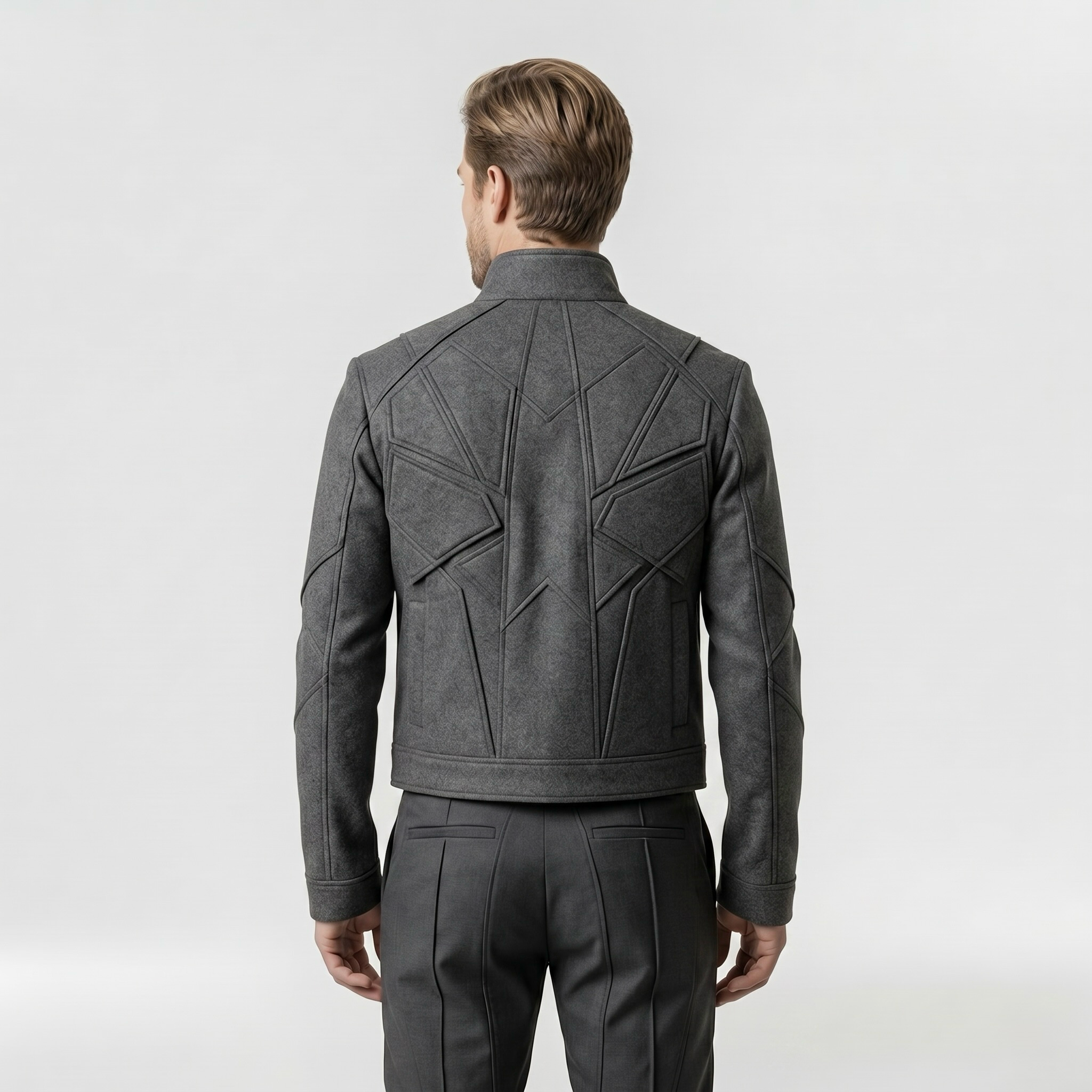 Men's Geometric-Panel Utility Jacket