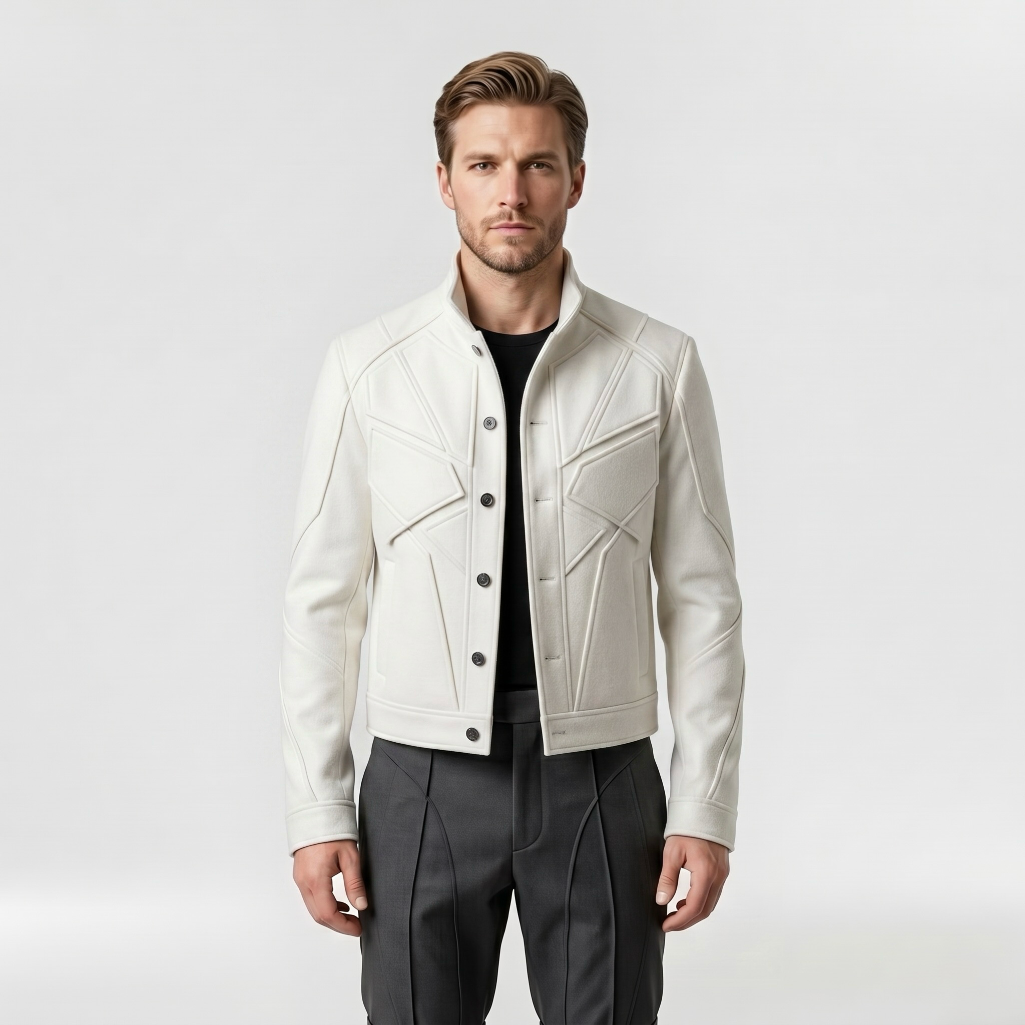 Men's Geometric-Panel Utility Jacket