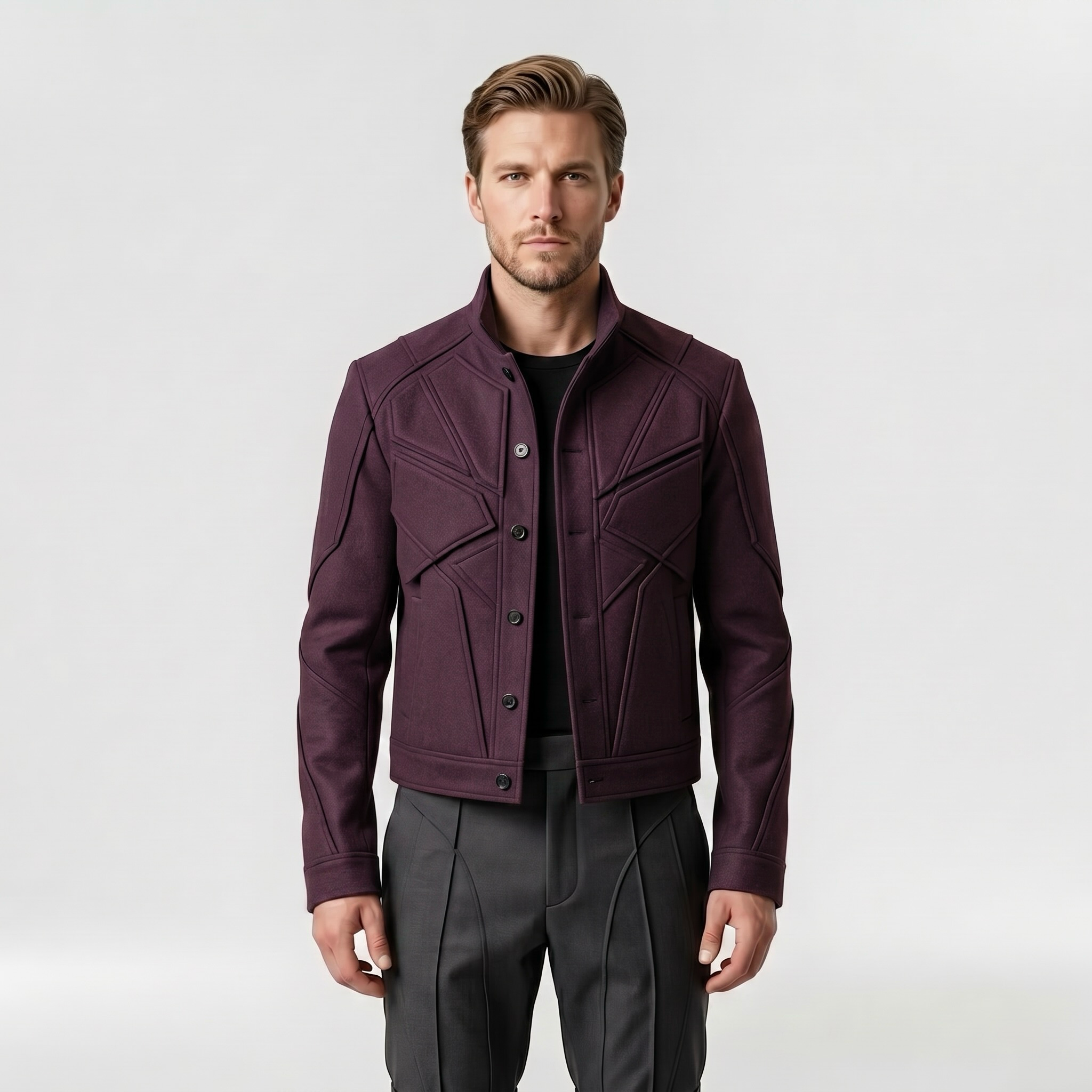 Men's Geometric-Panel Utility Jacket