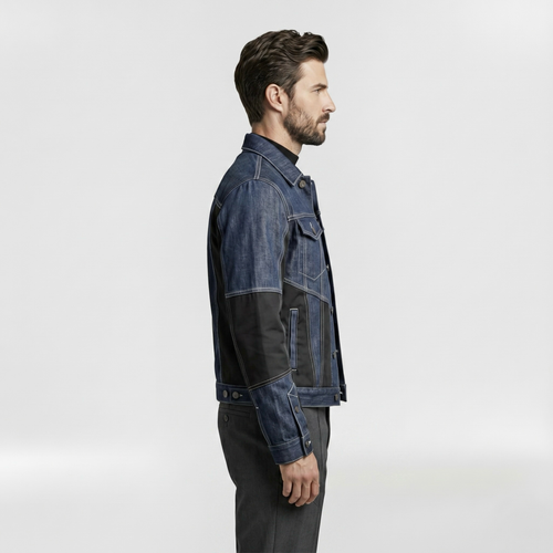 Men's Denim-Panel Tailored Jacket