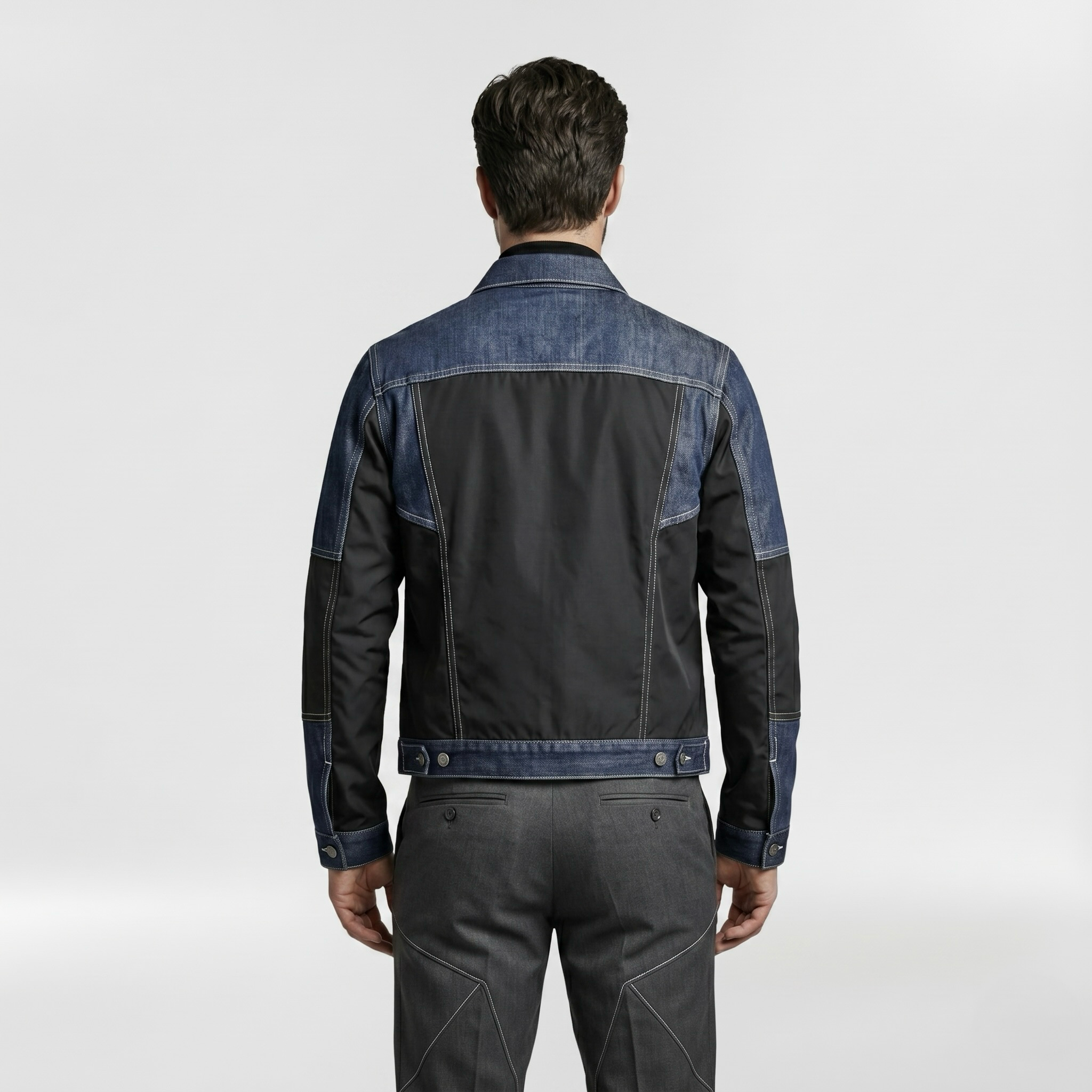 Men's Denim-Panel Tailored Jacket