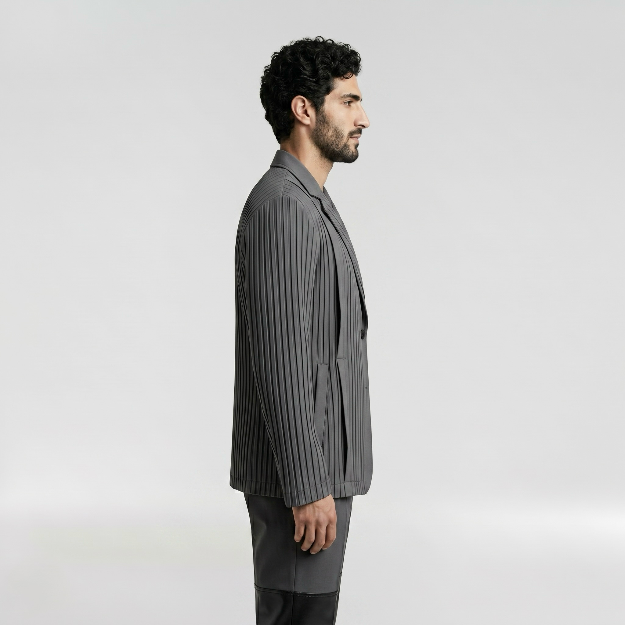 Men's Pleated Asymmetric Blazer