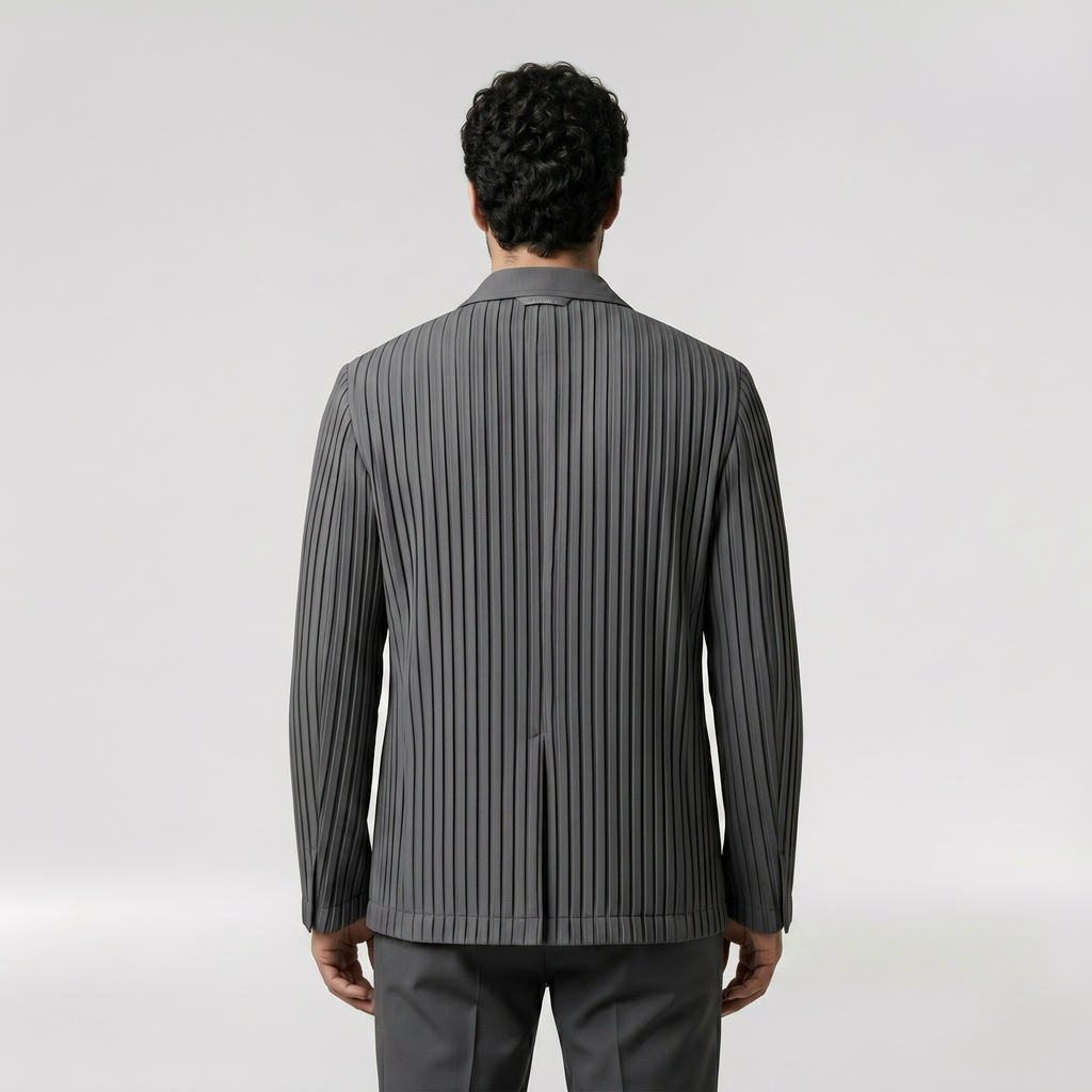 Men's Pleated Asymmetric Blazer