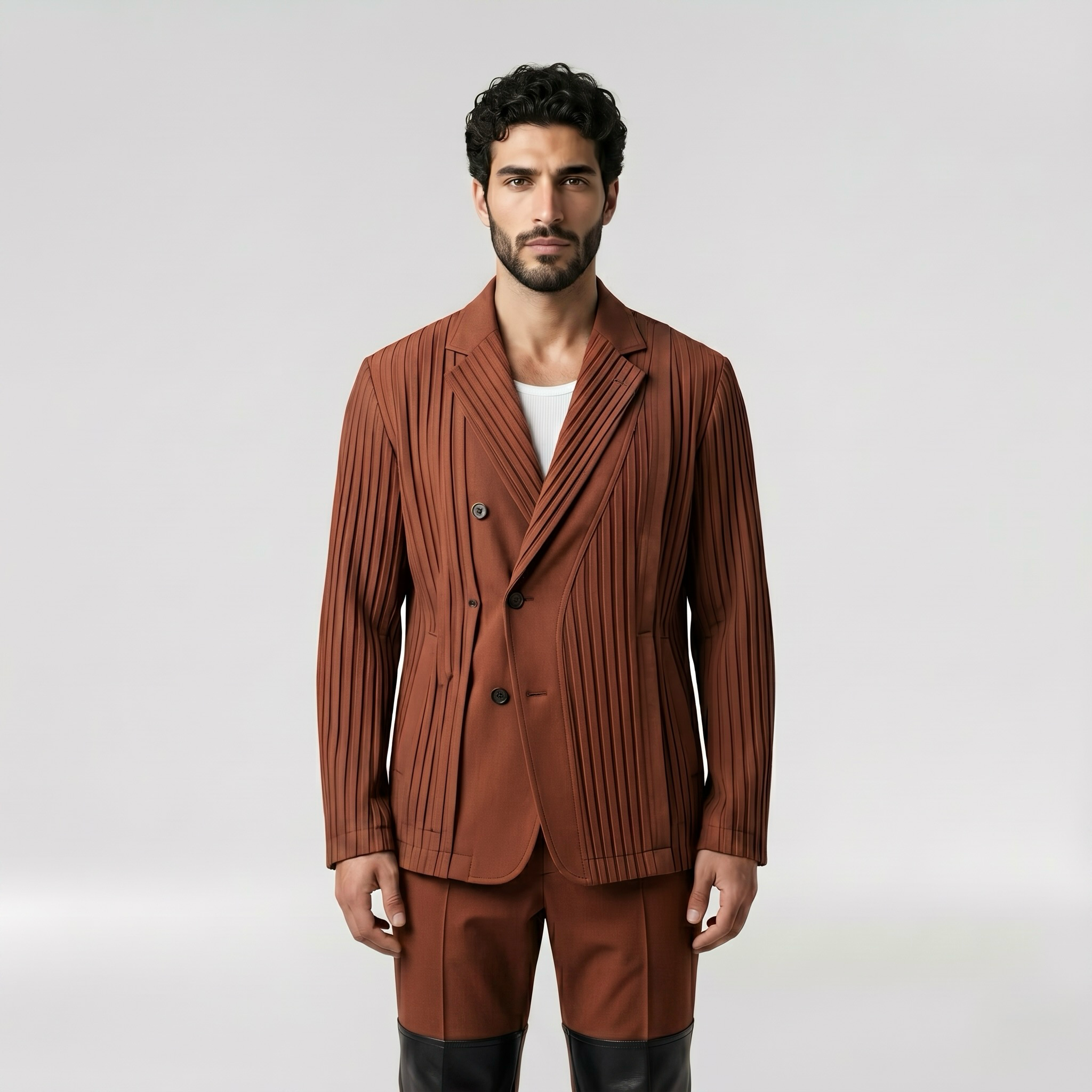 Men's Pleated Asymmetric Blazer
