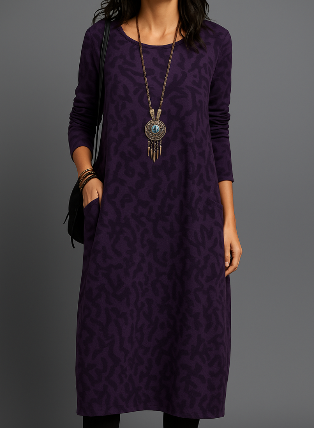 Women's Printed Loose-Fit Dress – Relaxed Everyday Casual Chic