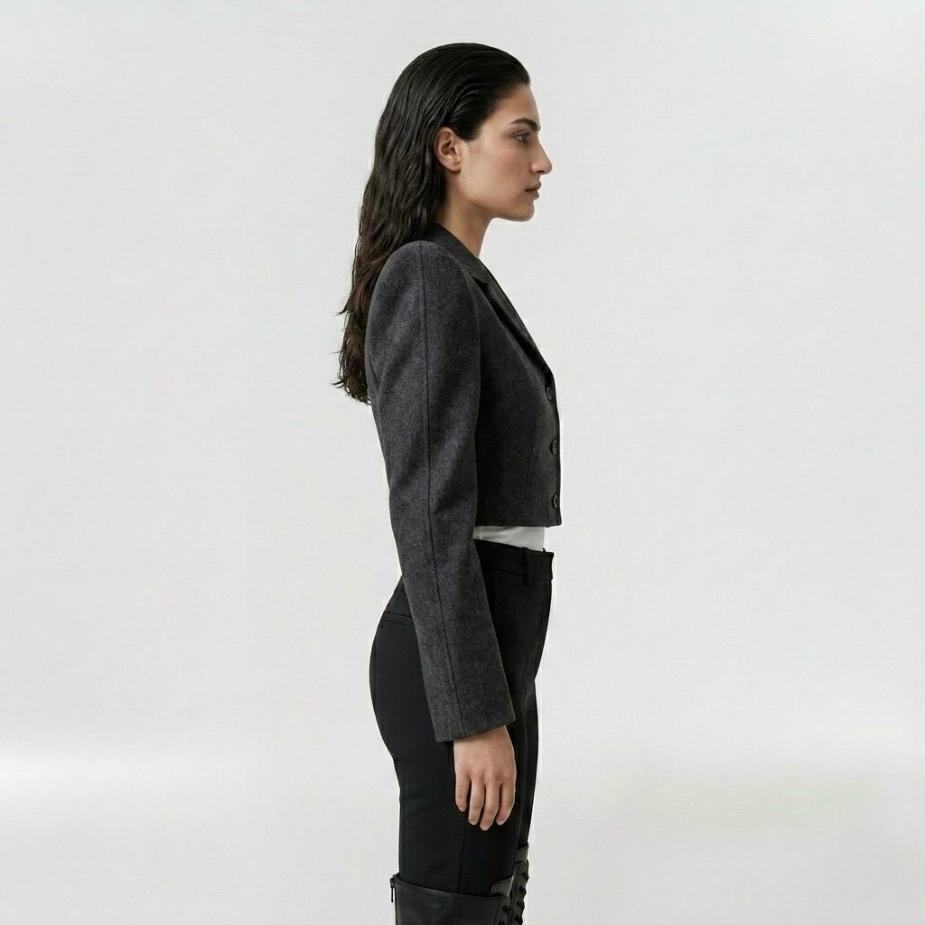 Women's Power-Shoulder Cropped Blazer