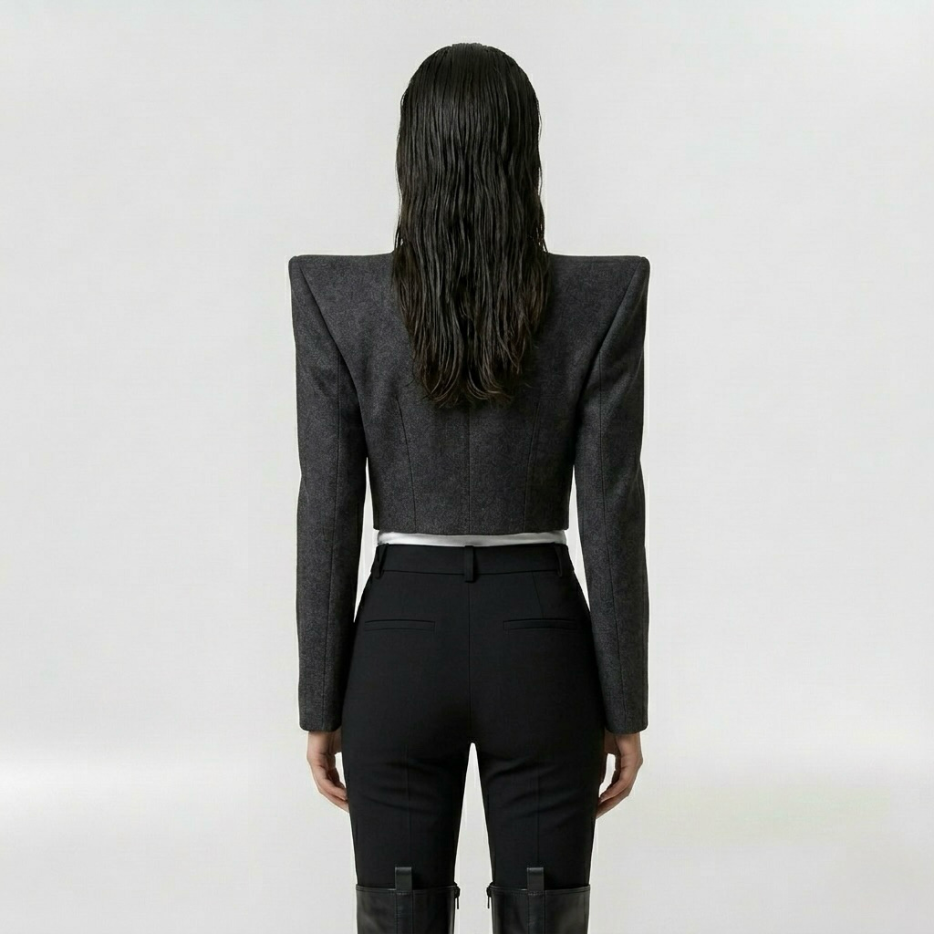 Women's Power-Shoulder Cropped Blazer