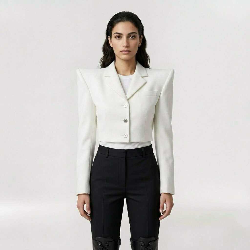Women's Power-Shoulder Cropped Blazer