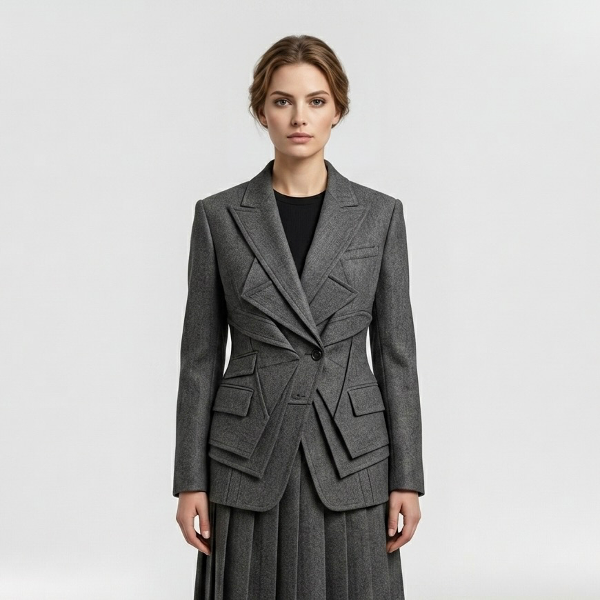 Women's Layered Geometric Blazer