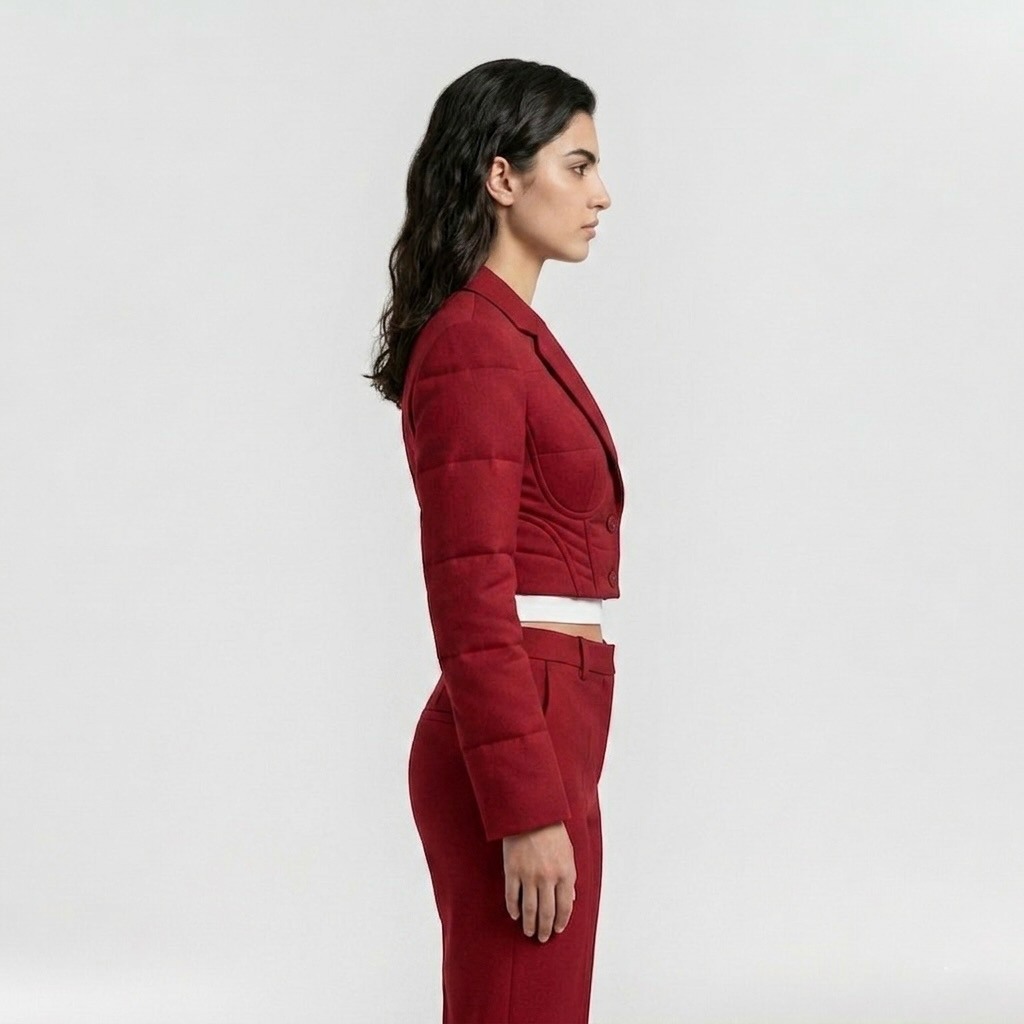 Women's Corset-Panel Cropped Blazer