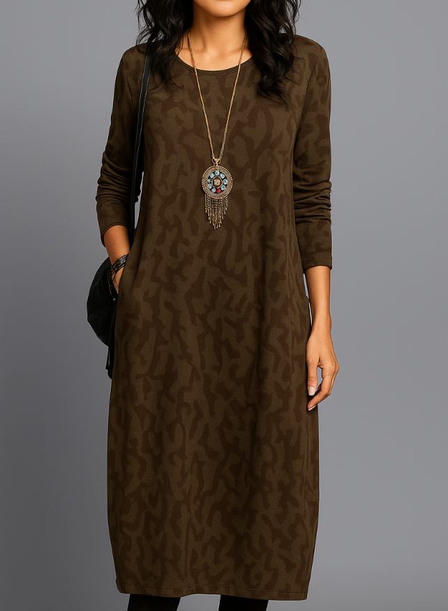 Women's Printed Loose-Fit Dress – Relaxed Everyday Casual Chic