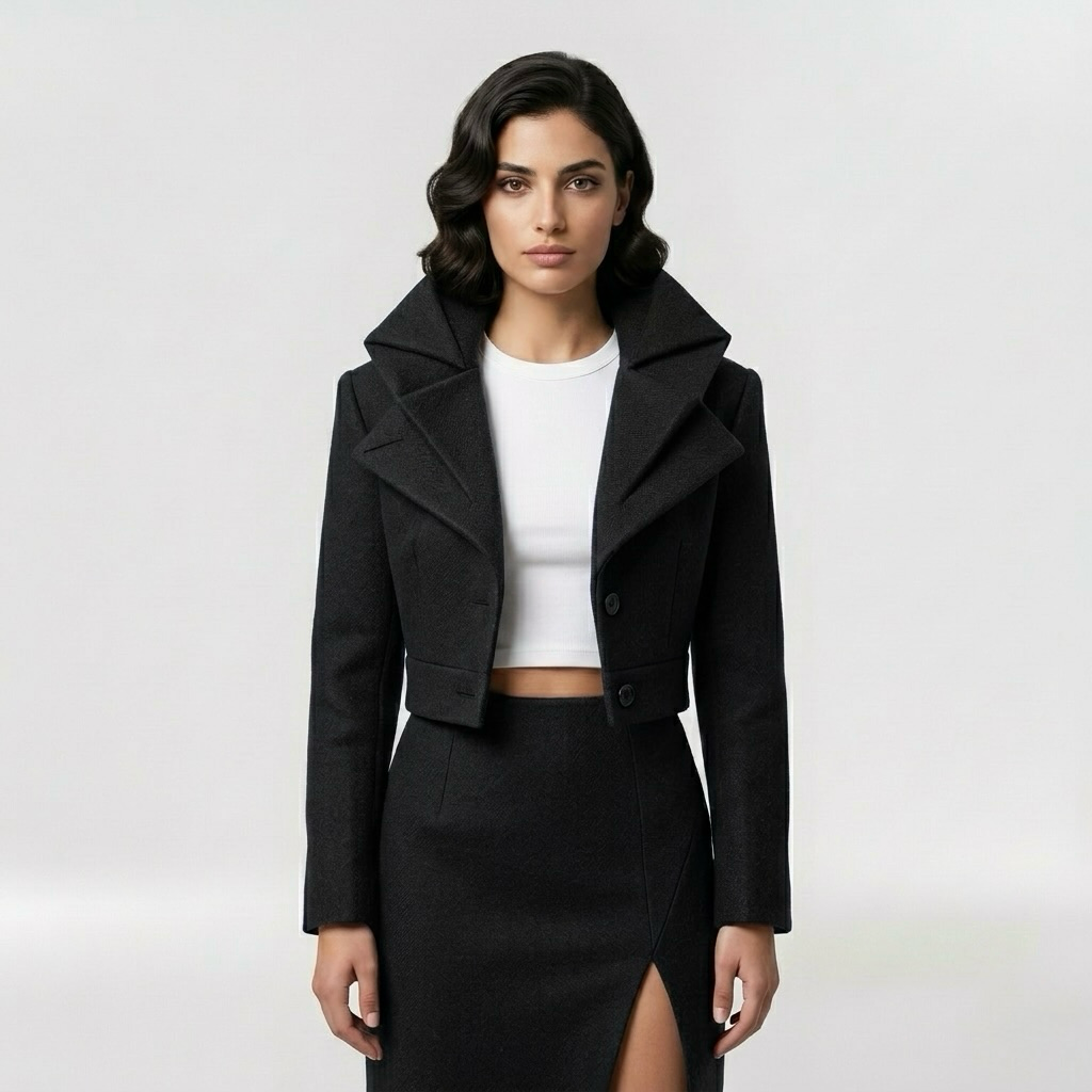 Women's High-Collar Cropped Coat