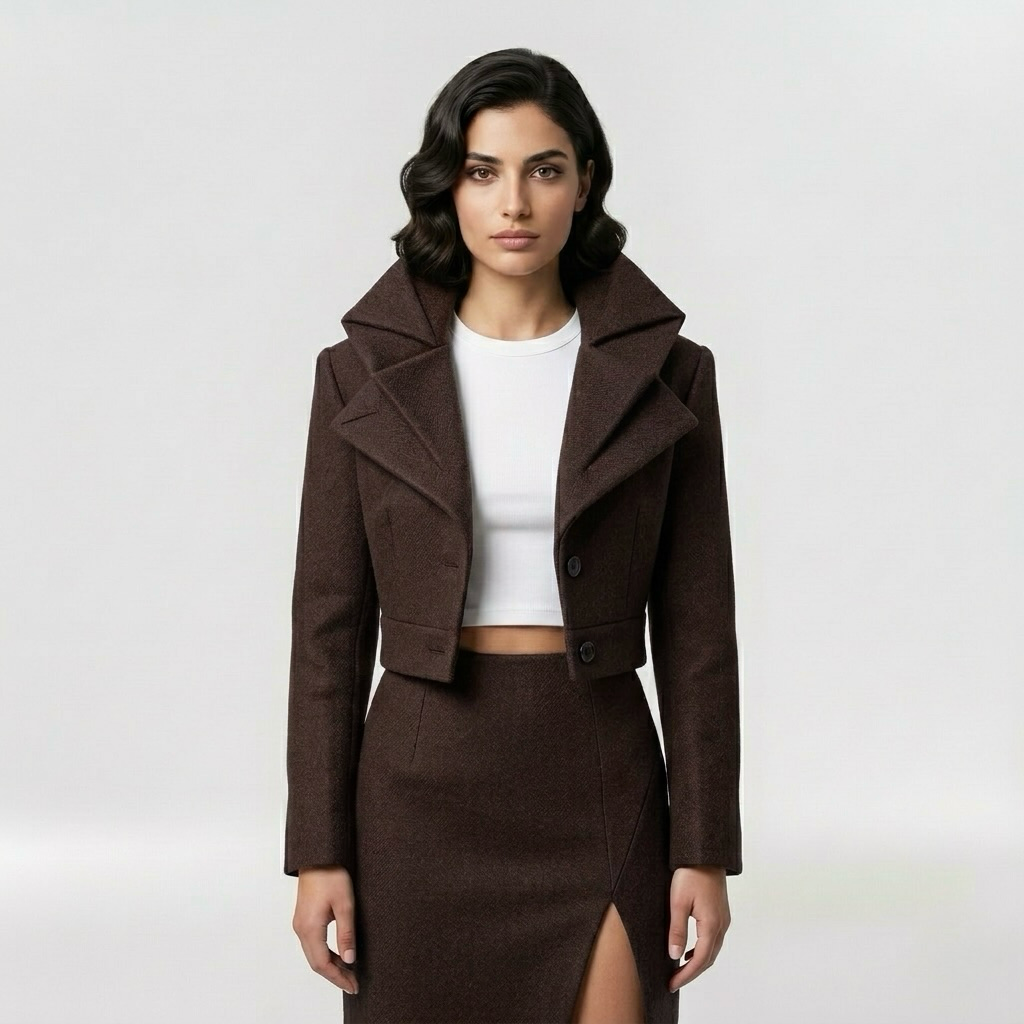 Women's High-Collar Cropped Coat