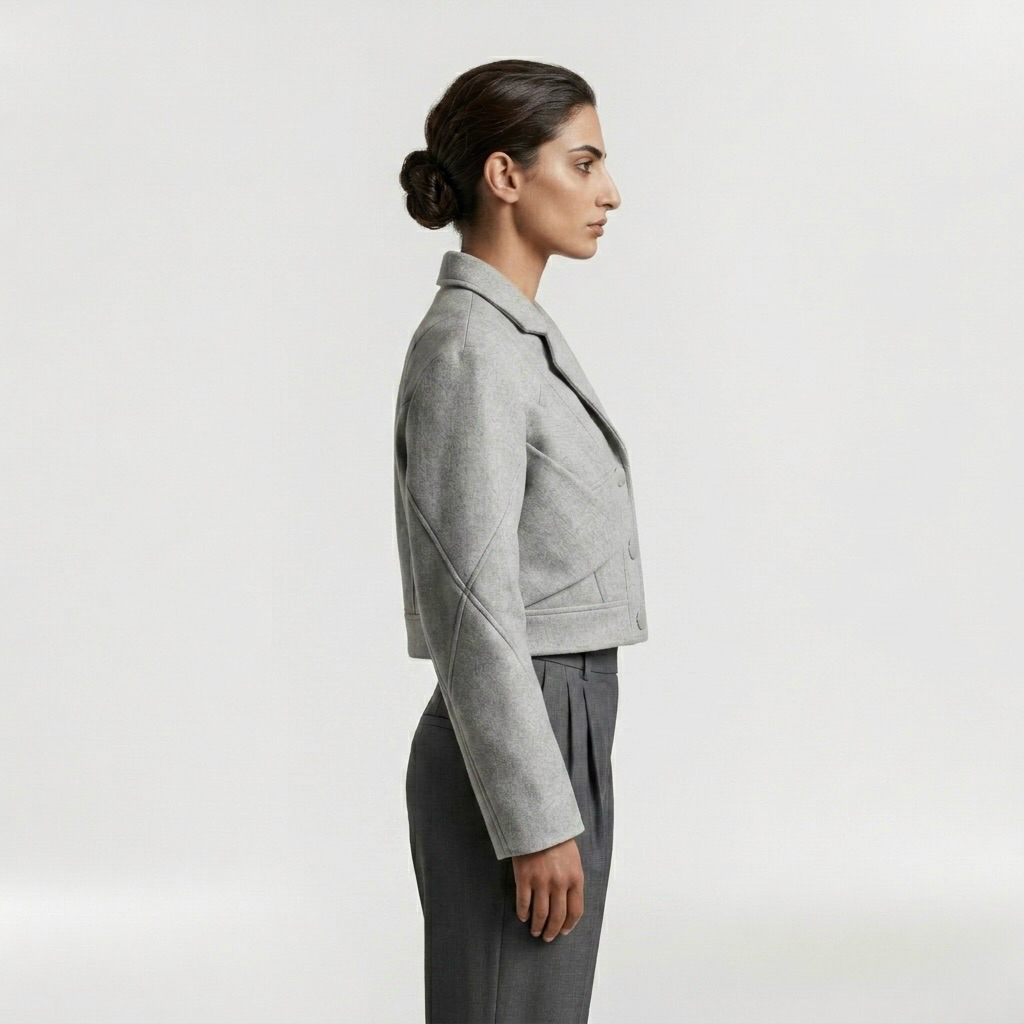Women's Geometric-Fold Cropped Blazer