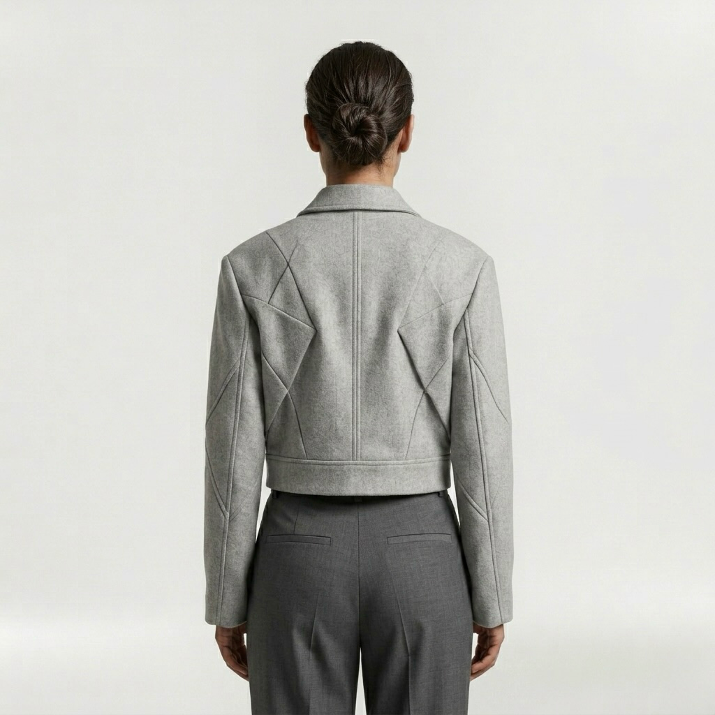 Women's Geometric-Fold Cropped Blazer