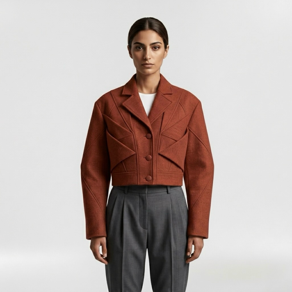 Women's Geometric-Fold Cropped Blazer