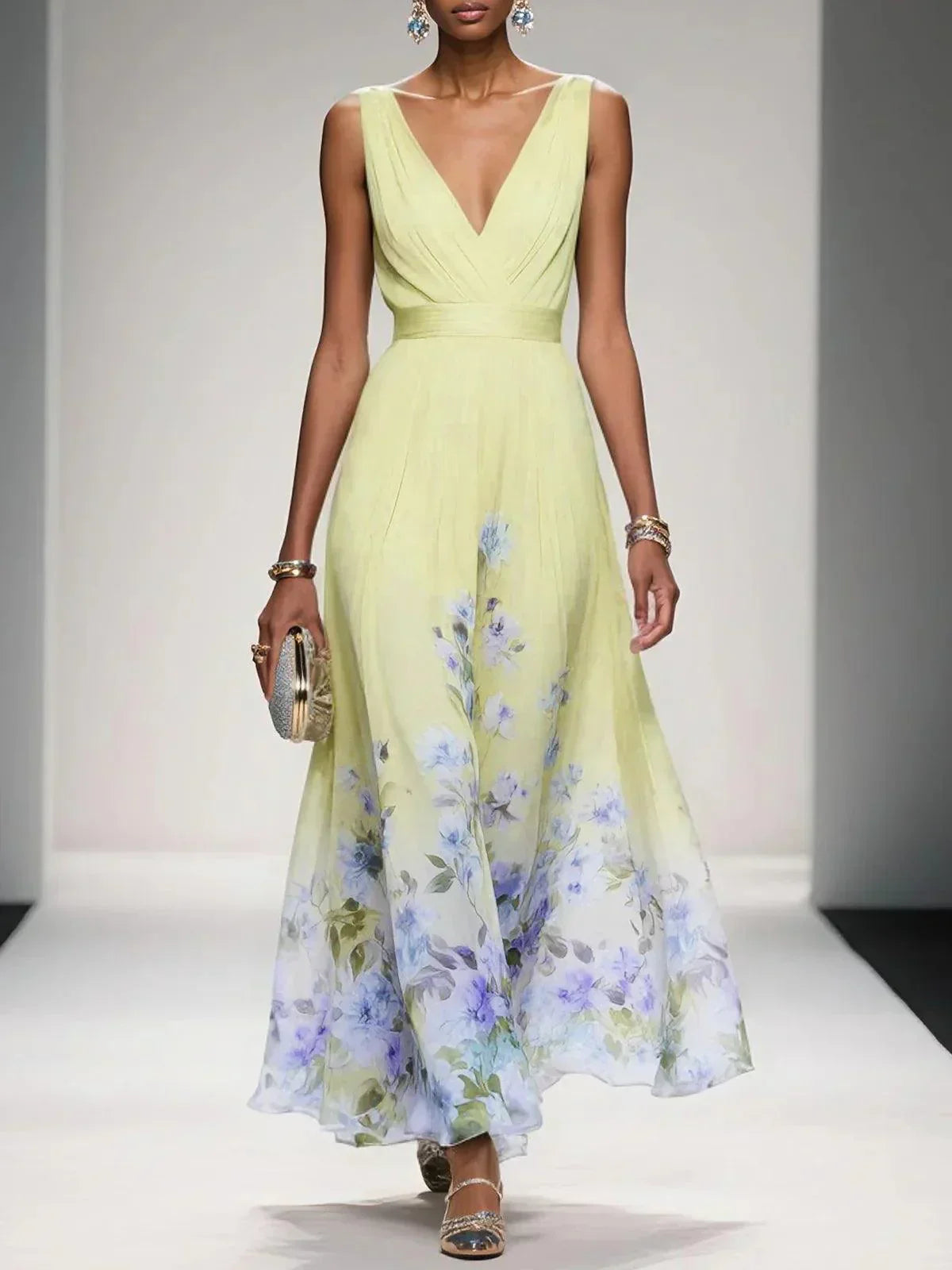 Women's Floral Print Wedding Guest Dress – Elegant Occasion Style