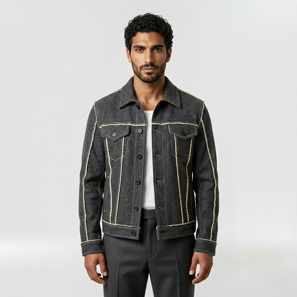 Men's Contrast-Stitch Denim Jacket