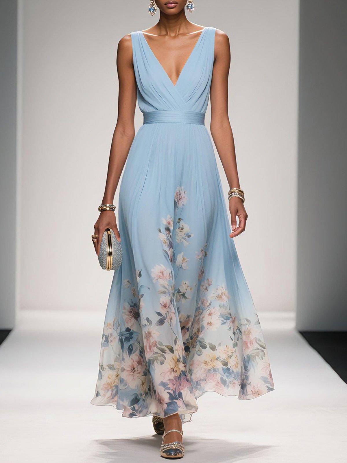 Women's Floral Print Wedding Guest Dress – Elegant Occasion Style