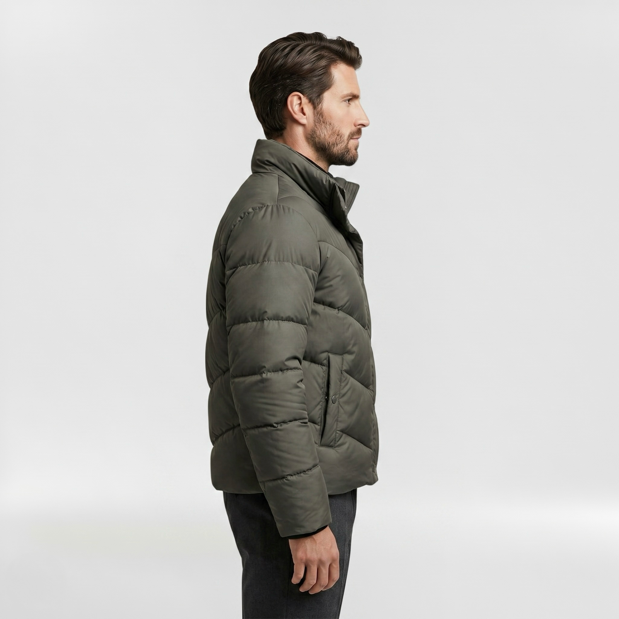Men's Diagonal-Quilted Puffer Jacket