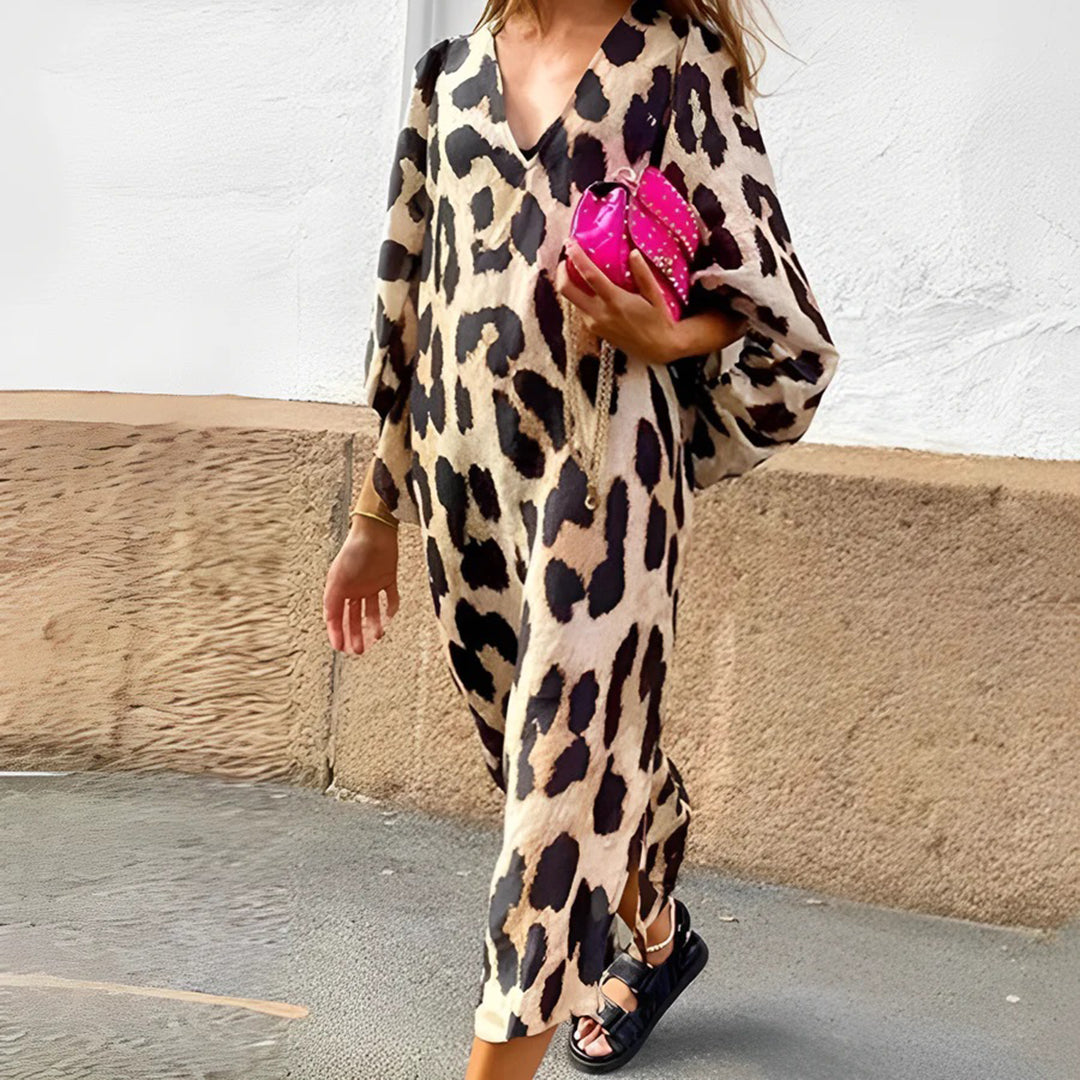 Women's Leopard Print Maxi Dress – Bold Flowy Statement Style
