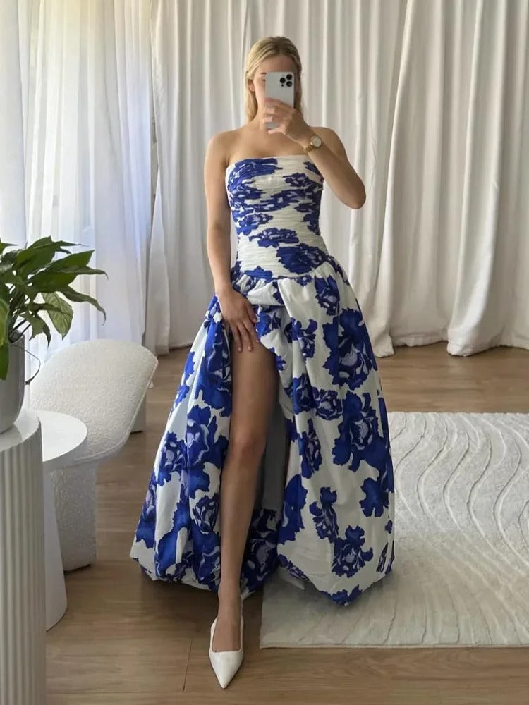 Women's Bold Whimsy Draped Floral Maxi Dress