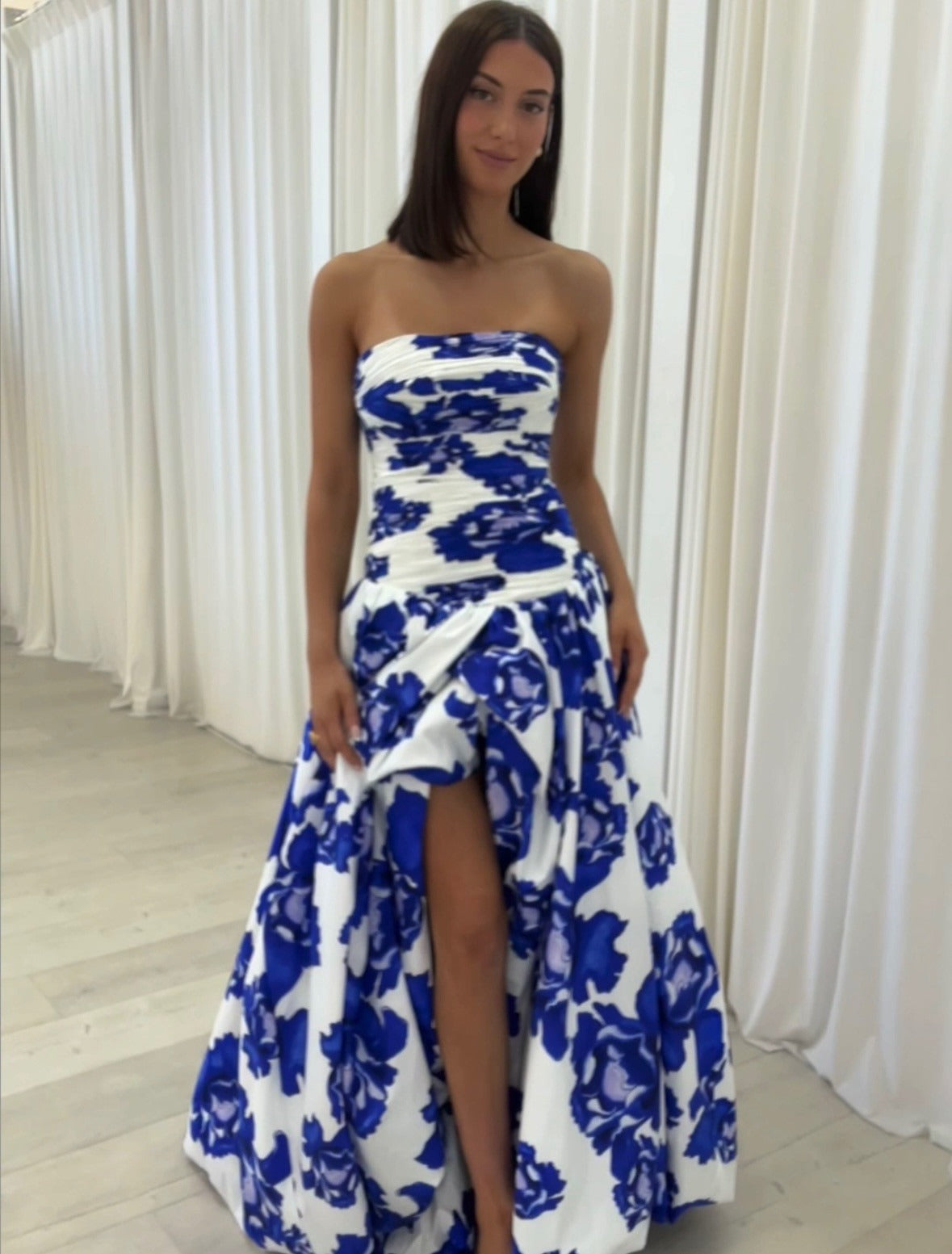 Women's Bold Whimsy Draped Floral Maxi Dress
