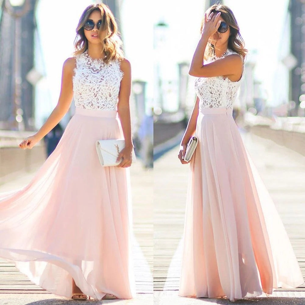Women's Elegant Dream Lace Bodice Maxi Dress