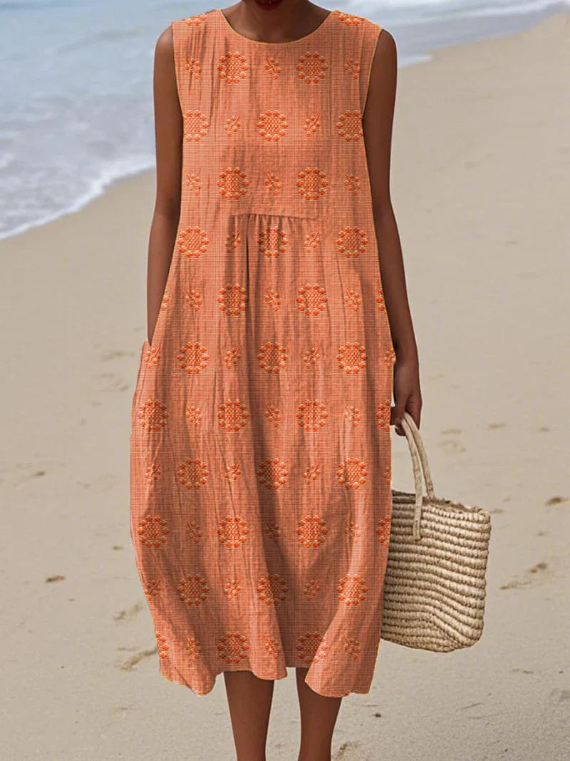 Women's Seaside Bloom Embroidered Midi Dress