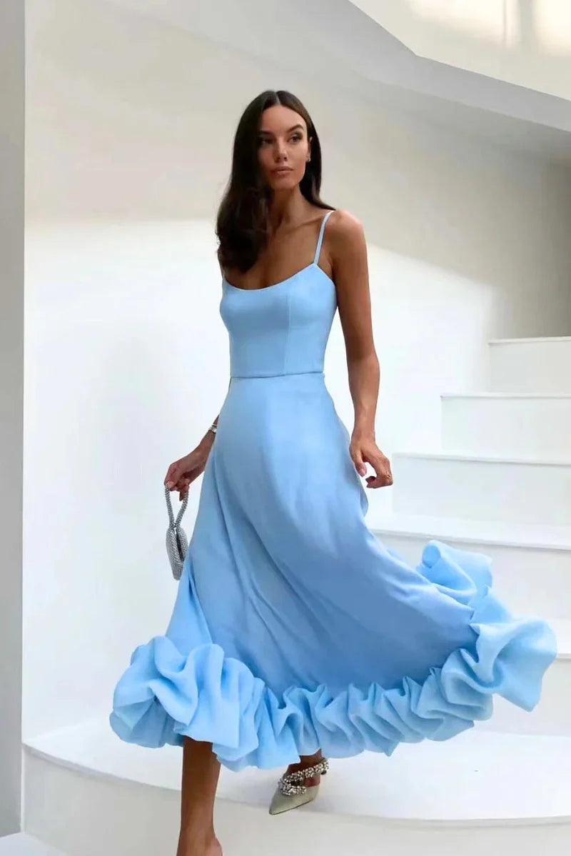 Women's Serene Bloom Petal-Twist Midi Dress