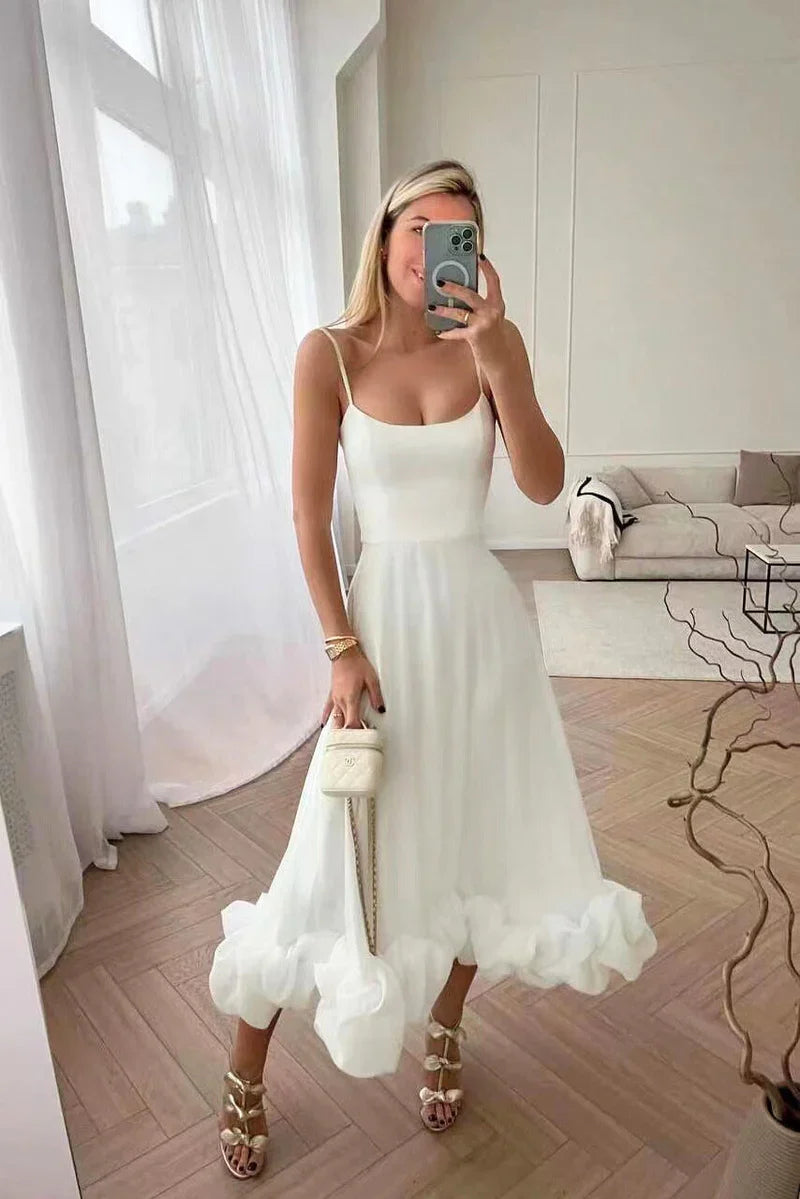 Women's Serene Bloom Petal-Twist Midi Dress