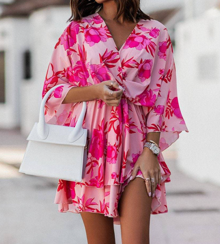 Women's Sunlit Whimsy Twist-Front Mini Dress