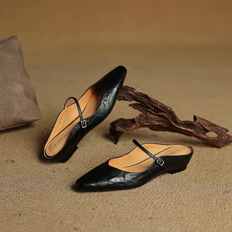 Women's Genuine Leather Slip-On Mules – Chic Everyday Comfort