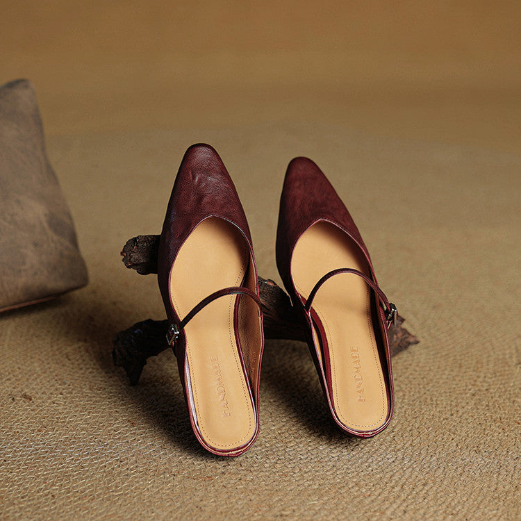 Women's Genuine Leather Slip-On Mules – Chic Everyday Comfort
