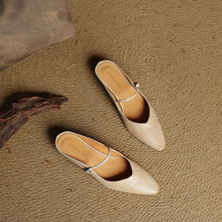Women's Genuine Leather Slip-On Mules – Chic Everyday Comfort