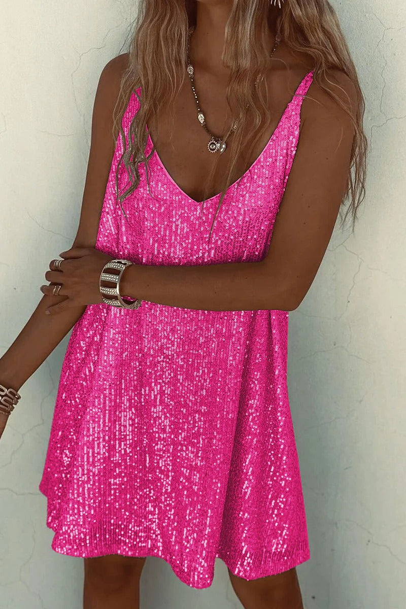 Women's Dazzle Hour V-Back Sequin Mini Dress