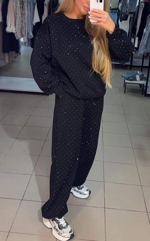 Women's Rhinestone Lounge Set – Comfortable Relaxed Everyday Style